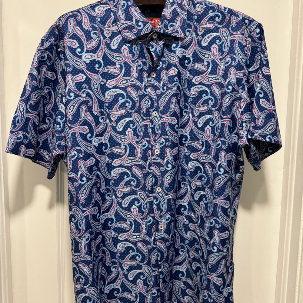 Men's Blue Paisley Button Down Shirt